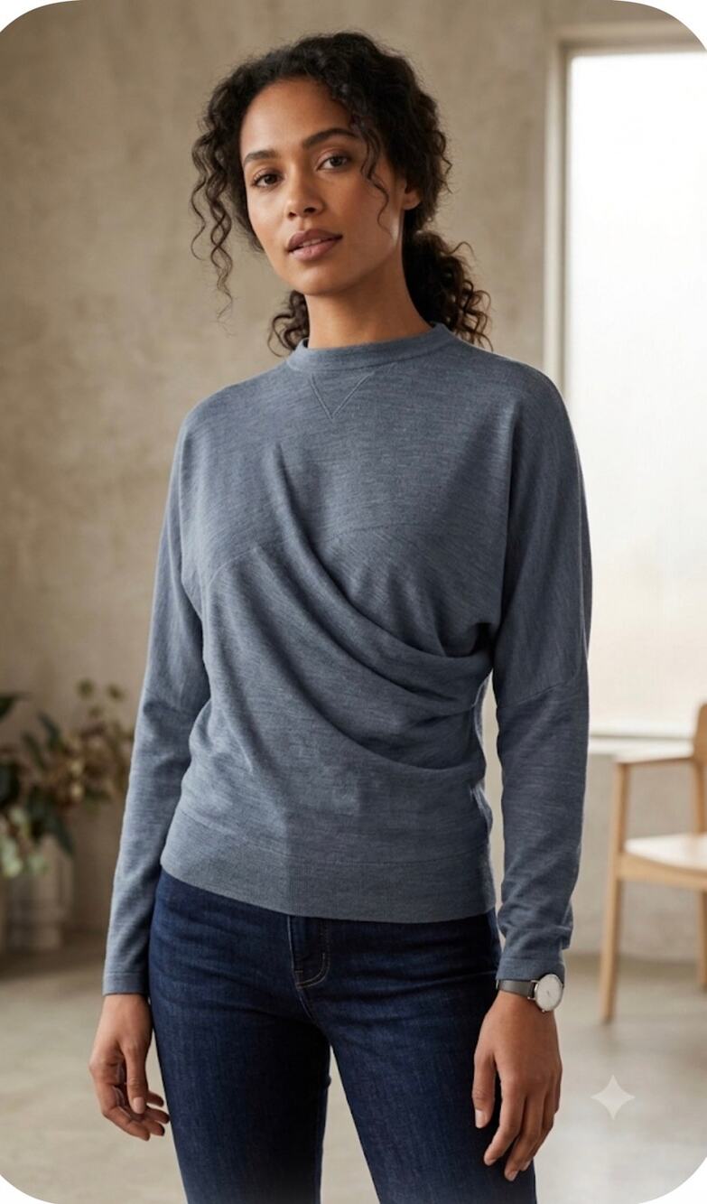 Odeeh Draped Asymmetric Cut Knit Sweater in Steel XS